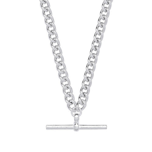 Silver T-Bar Pendant Curb Chain