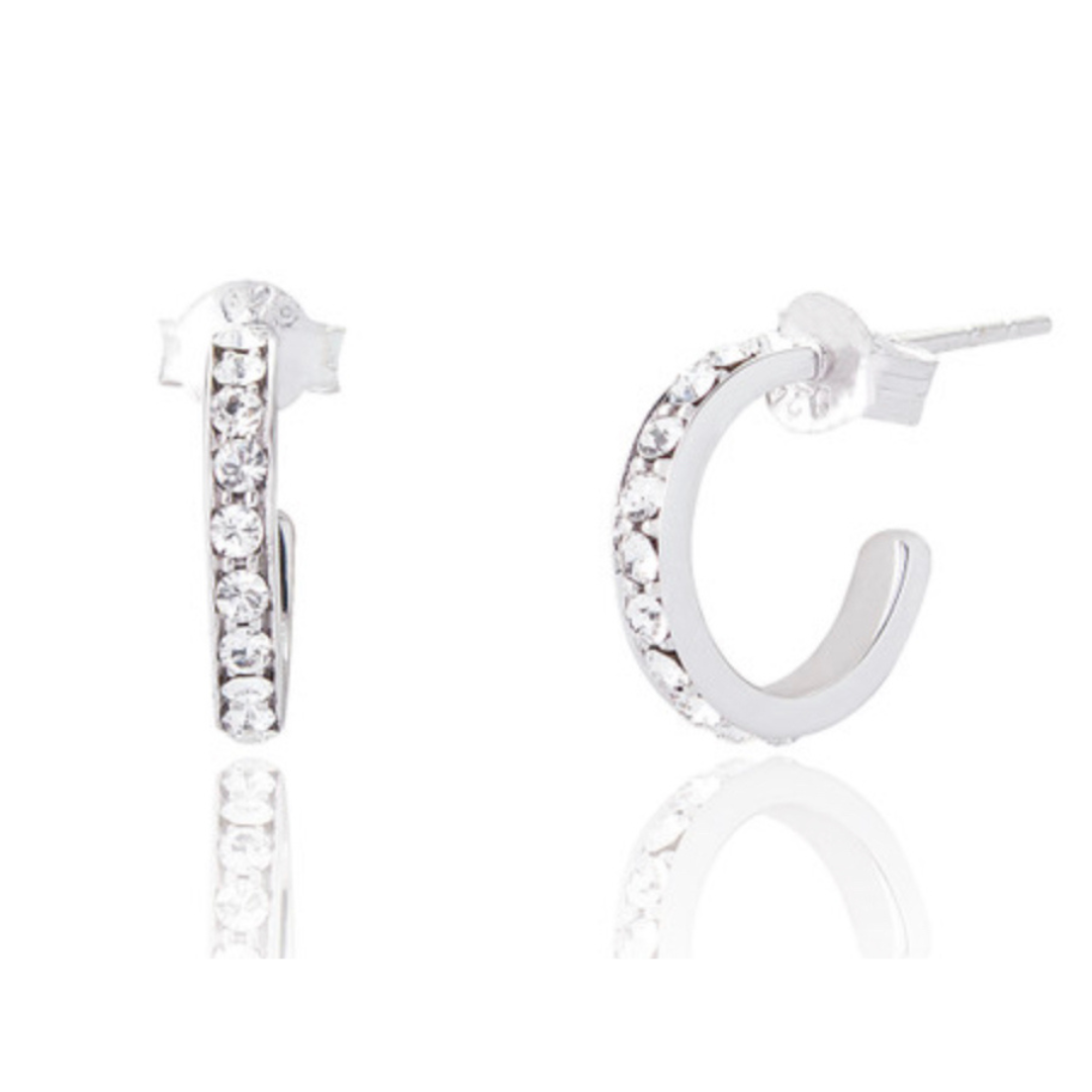Silver Stone Set Hoops