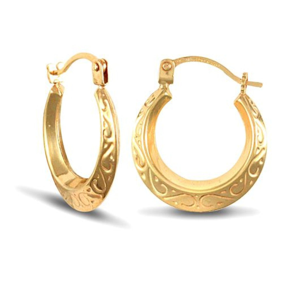 Gold Engraved Creole Earrings