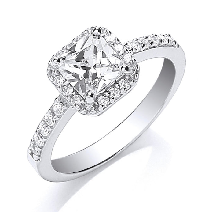 Silver Square Solitaire Ring