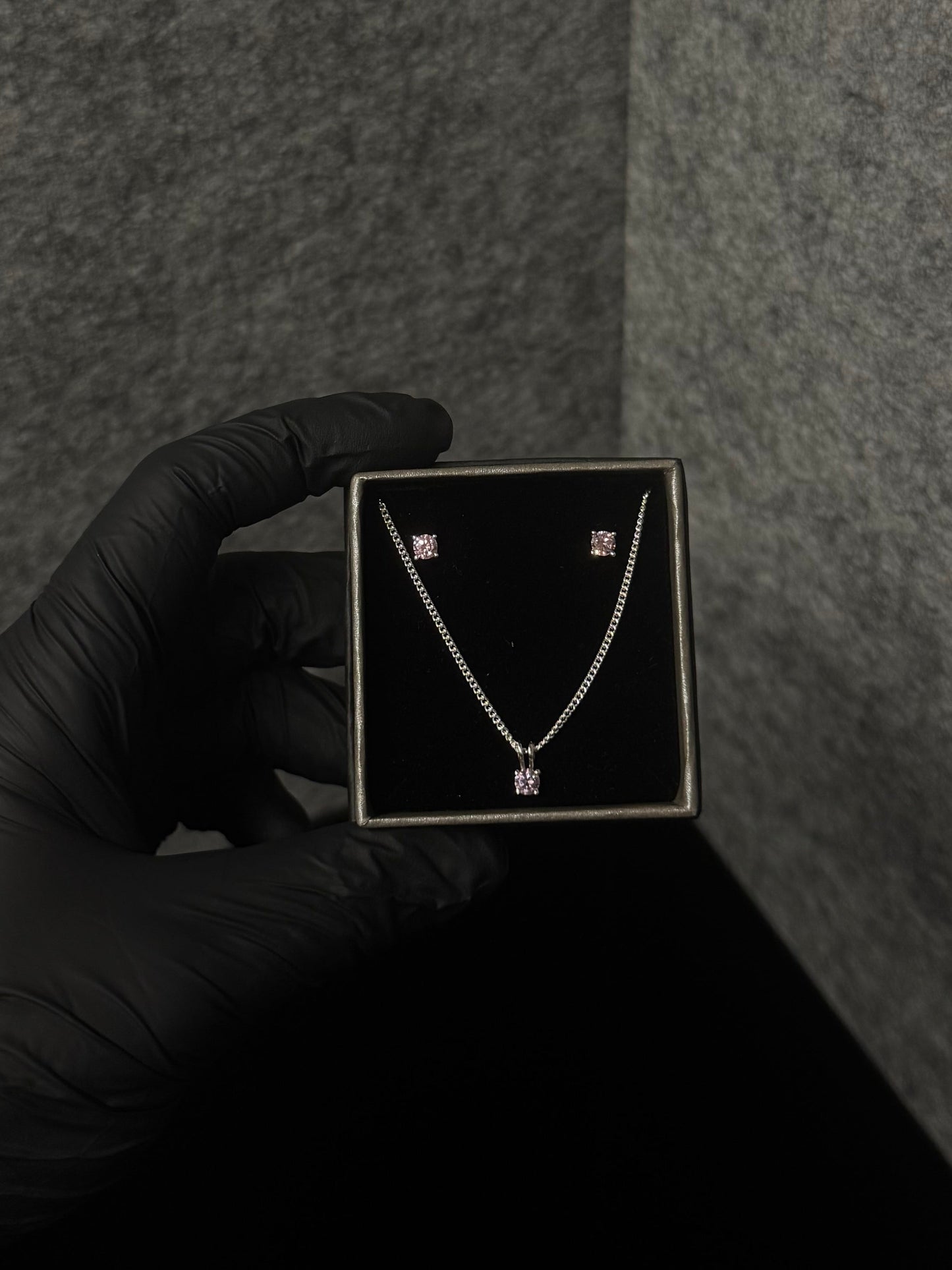 Pink Stone Set Earrings & Pendant Set