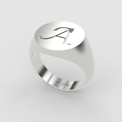 Silver Initial Signet Ring