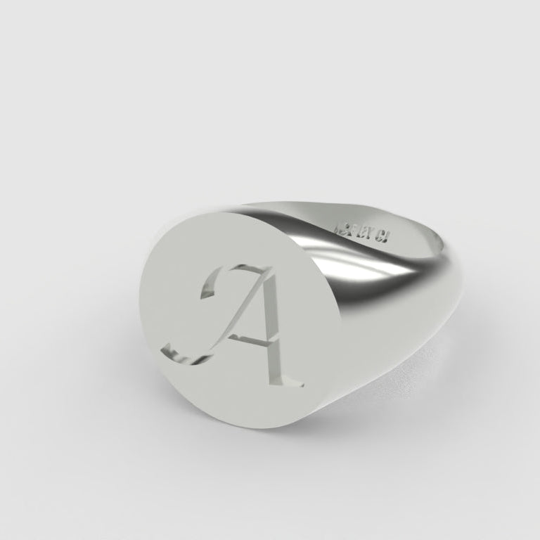 Silver Initial Signet Ring