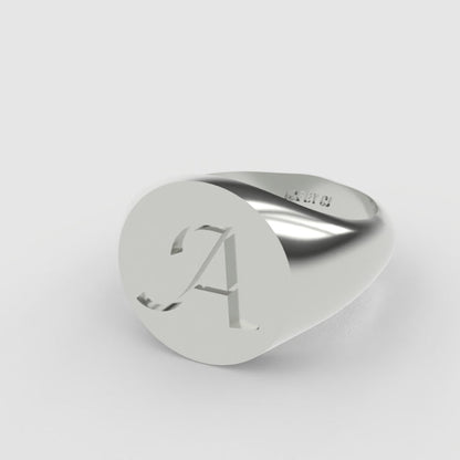 Silver Initial Signet Ring