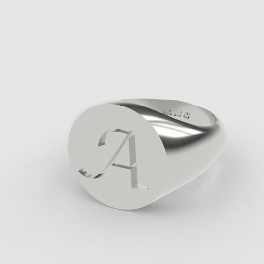 Silver Initial Signet Ring