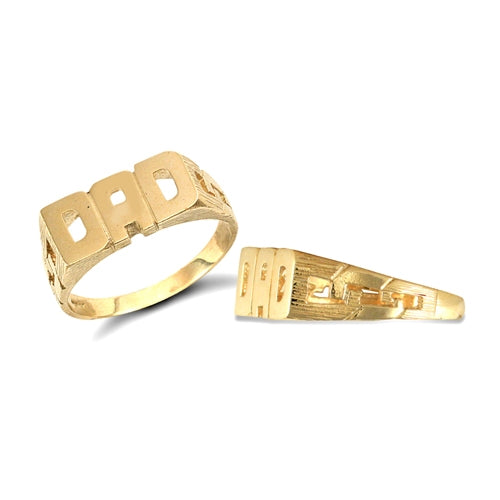 Yellow gold ID Curb DAD ring