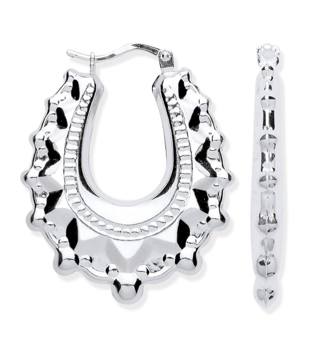 Silver Hinged Oval Creoles