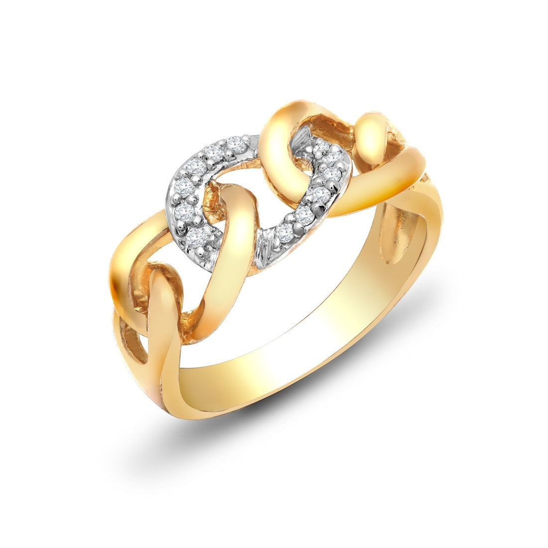 9ct Yellow and white gold diamond ring